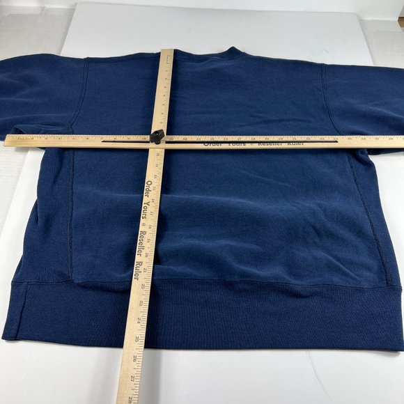 VTG Notre Dame Fightin Irish Sweatshirt Large Blue Faded Plaid Logo Crewneck - Picture 11 of 15